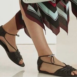 Longchamp Drawcord Leather And Suede Sandal Size 38 NWOB